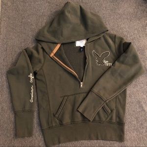 Army Green 1/2 Zip American Eagle Hoodie